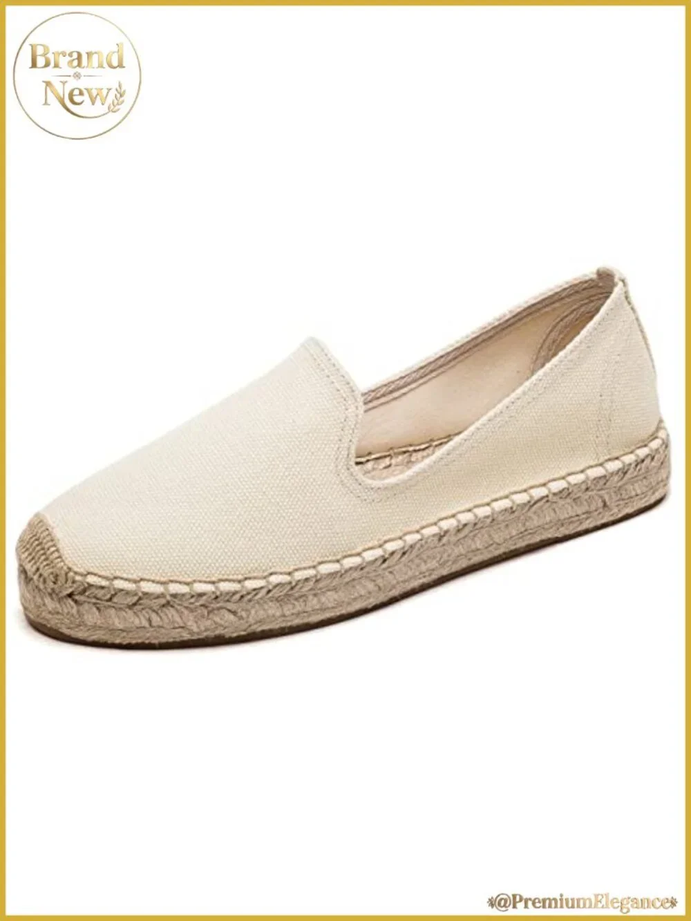 Women's Canvas Espadrille Platform Loafers Cap-Toe Slip-On Flats